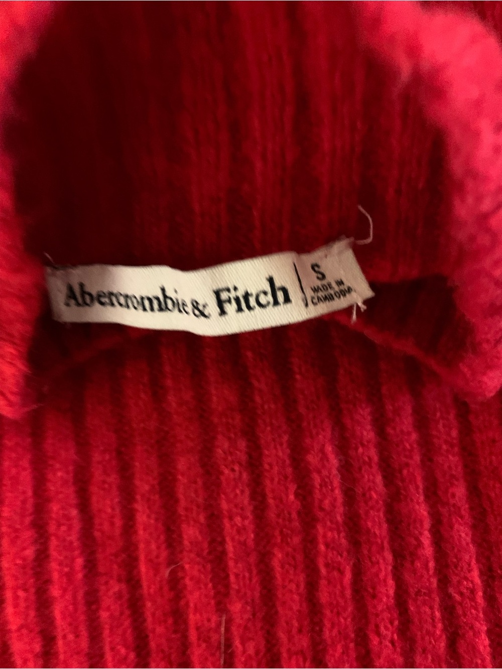 Abercrombie And Fitch Red Ribbed Mock Neck Bell Sleeve Mini Sweater Dress S - Picture 4 of 5